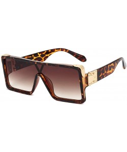 Square Square Oversized Sunglasses Women Men - Classic Fashion Style 100% UV Protection - Brown - C11994G870L $11.43