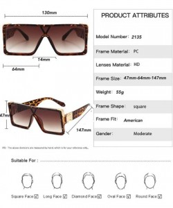 Square Square Oversized Sunglasses Women Men - Classic Fashion Style 100% UV Protection - Brown - C11994G870L $11.43