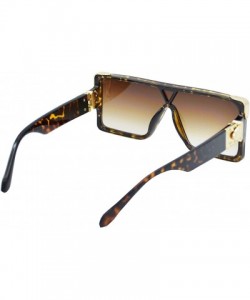 Square Square Oversized Sunglasses Women Men - Classic Fashion Style 100% UV Protection - Brown - C11994G870L $11.43