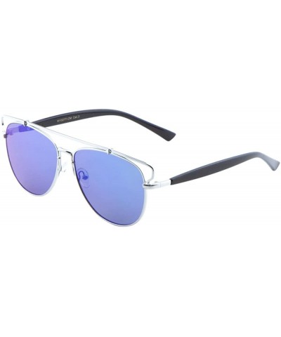 Aviator Color Mirror Aviator Frame Extra Top Brow Bar Sunglasses - Blue - C719082CIIR $15.00