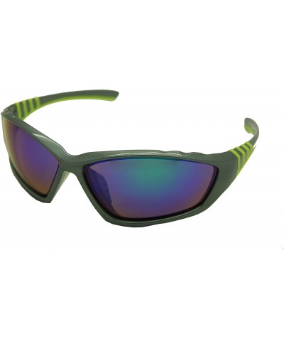 Rectangular Double Injection Sunglasses SPORTS - 2753 Shiny Gunmstal Green / Blue Mirror - CE12HRWMMMT $39.87