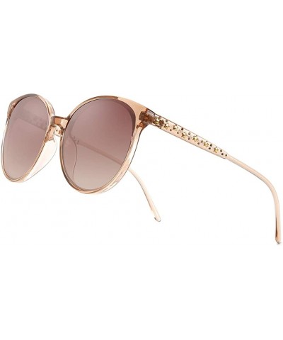 Round Oversized Sunglasses for Women Polarized Eyewear Fashion Big Frame UV Protection - Brown - C518OSQ6IER $10.36