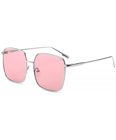 Round Classic Oversized Square Metal Sunglasses Unisex UV Protection HD Lens Shades Sun Glasses - CD198GXOLWX $25.76