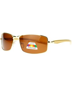 Rectangular Mens Polarized Spring Hinge Luxury Narrow Rectangular Sunglasses - Gold - CR11ZANXQ0T $11.08
