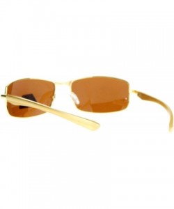 Rectangular Mens Polarized Spring Hinge Luxury Narrow Rectangular Sunglasses - Gold - CR11ZANXQ0T $11.08