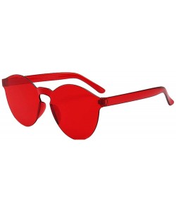 Wrap Women Men Fashion Clear Retro Sunglasses Outdoor Frameless Eyewear Glasses - Red - CN196HEUA3I $8.33
