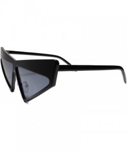 Cat Eye Womens Unique Funky Retro 70s Style Mirrored Lens Cat Eye Sunglasses - Black - CL18UM07TT5 $14.02