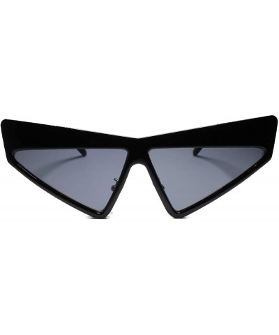 Cat Eye Womens Unique Funky Retro 70s Style Mirrored Lens Cat Eye Sunglasses - Black - CL18UM07TT5 $14.02