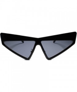 Cat Eye Womens Unique Funky Retro 70s Style Mirrored Lens Cat Eye Sunglasses - Black - CL18UM07TT5 $14.02