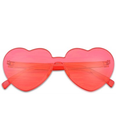 Round Overisized Novelty Transparent Once Piece Colorful Heart Shape Sunglasses - Hot Pink - CQ180L7IOE5 $8.20