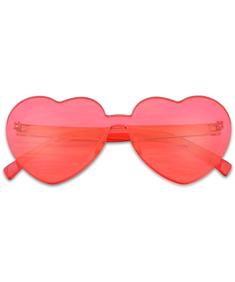 Round Overisized Novelty Transparent Once Piece Colorful Heart Shape Sunglasses - Hot Pink - CQ180L7IOE5 $8.20