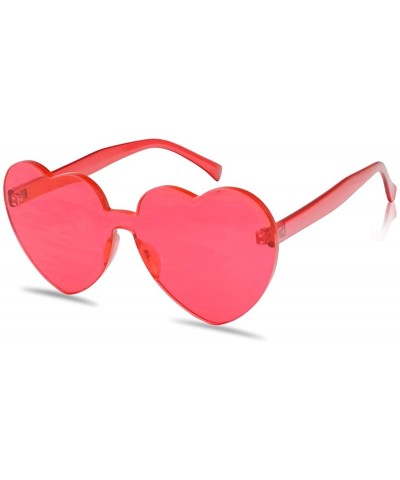 Round Overisized Novelty Transparent Once Piece Colorful Heart Shape Sunglasses - Hot Pink - CQ180L7IOE5 $8.20