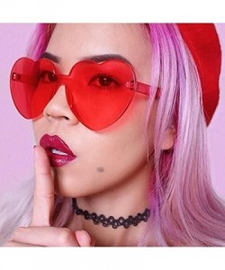 Round Overisized Novelty Transparent Once Piece Colorful Heart Shape Sunglasses - Hot Pink - CQ180L7IOE5 $8.20