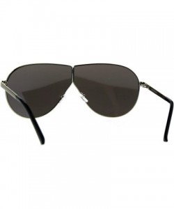 Shield Mens Oversize Color Mirror Lens Metal Rim Shield Pilots Sunglasses - Silver Mirror - CN185KM2ZAA $11.79