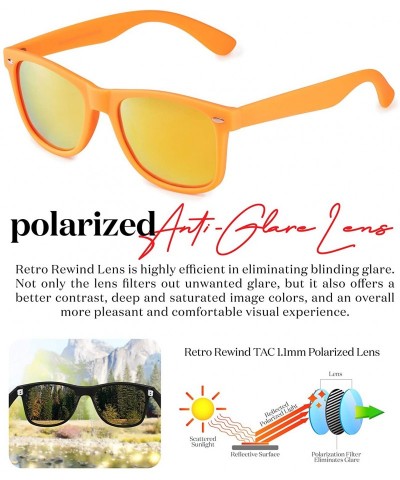 Rectangular Classic Polarized Sunglasses - Matte Tangerine - Revo Yellow - CH196QQ6TLW $12.12