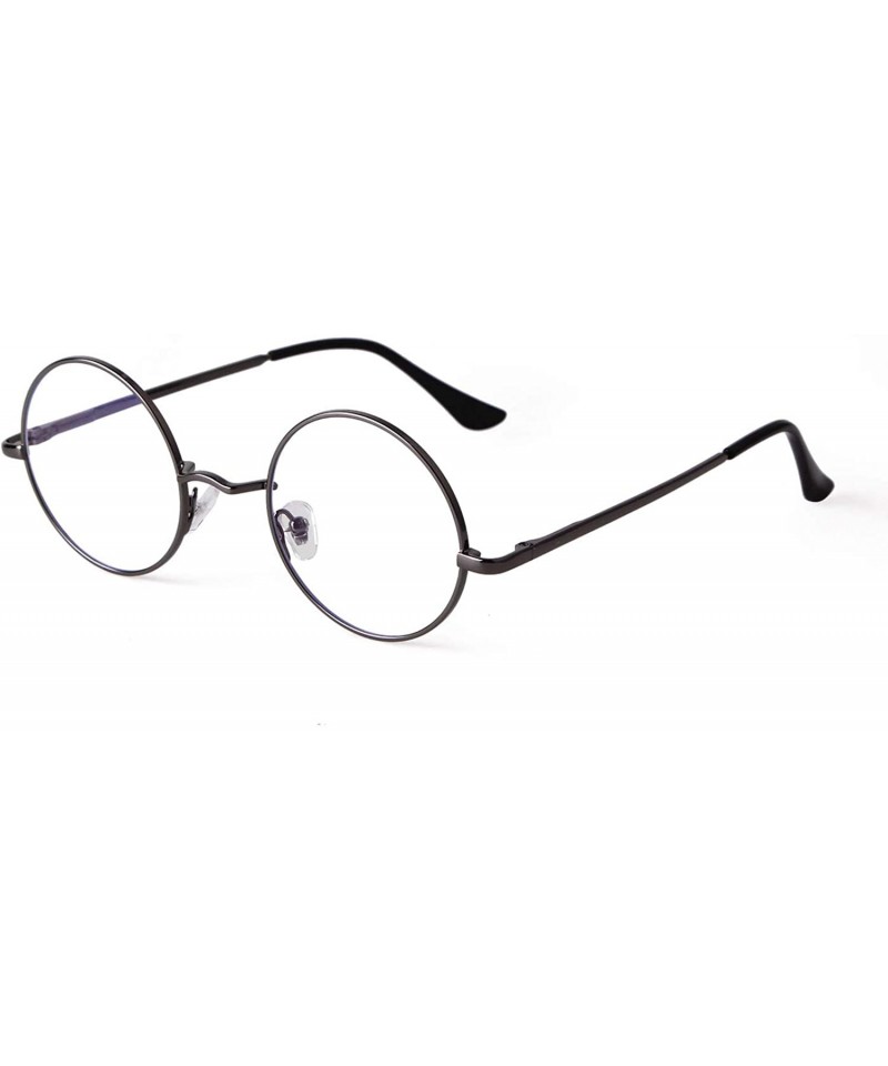 Round Blue Light Blocking Glasses for Women Round Computer Eyeglasses Clear Lens Eyewear Frames - Gun - CJ194AOLQSA $16.65