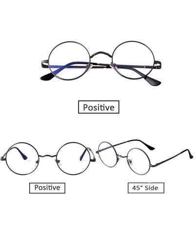 Round Blue Light Blocking Glasses for Women Round Computer Eyeglasses Clear Lens Eyewear Frames - Gun - CJ194AOLQSA $16.65