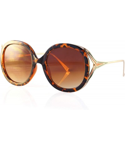 Butterfly Oversize Luxury Open Metal Temple Round Square Sunglasses A269 - Tortoise Brown - CU18R67AGTS $28.00