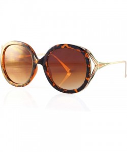 Butterfly Oversize Luxury Open Metal Temple Round Square Sunglasses A269 - Tortoise Brown - CU18R67AGTS $13.83