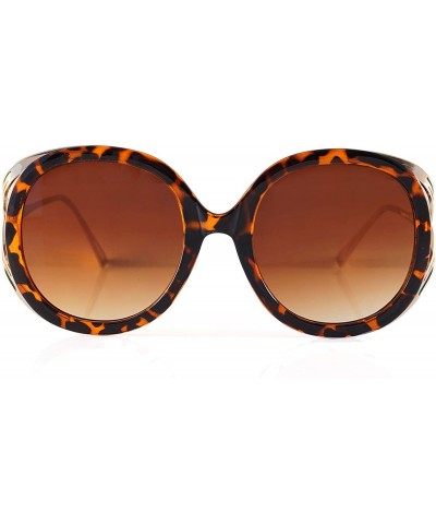 Butterfly Oversize Luxury Open Metal Temple Round Square Sunglasses A269 - Tortoise Brown - CU18R67AGTS $13.83