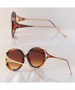 Butterfly Oversize Luxury Open Metal Temple Round Square Sunglasses A269 - Tortoise Brown - CU18R67AGTS $13.83