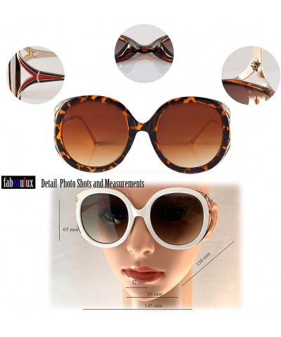 Butterfly Oversize Luxury Open Metal Temple Round Square Sunglasses A269 - Tortoise Brown - CU18R67AGTS $13.83