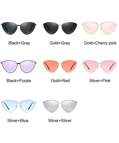 Round Women Metal Frame Cat Eye Sunglasses UV400 Mirror Sun Glasses Female Vintage Eyewear - Silversilver - C7199Q0XY3U $8.82