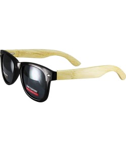 Wayfarer Genuine Bamboo Temples Wayfarer Style Sunglasses With Black Face - CD12M0BHOLB $12.68