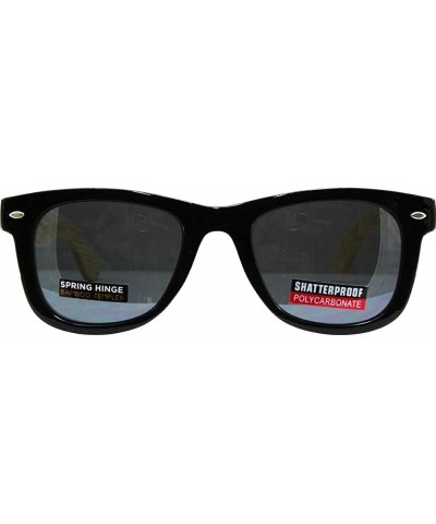 Wayfarer Genuine Bamboo Temples Wayfarer Style Sunglasses With Black Face - CD12M0BHOLB $12.68