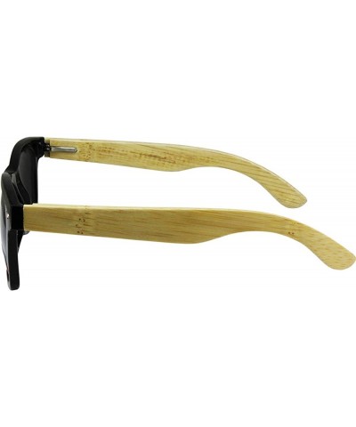 Wayfarer Genuine Bamboo Temples Wayfarer Style Sunglasses With Black Face - CD12M0BHOLB $12.68