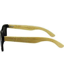 Wayfarer Genuine Bamboo Temples Wayfarer Style Sunglasses With Black Face - CD12M0BHOLB $12.68