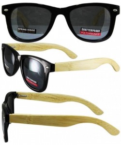Wayfarer Genuine Bamboo Temples Wayfarer Style Sunglasses With Black Face - CD12M0BHOLB $12.68
