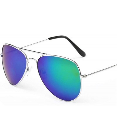 Round Aviation Sunglasses Women Brand Designer Mirror Retro Sun Glasses Pilot Vintage Female - Silver Green - CF198ZUKELT $28.45