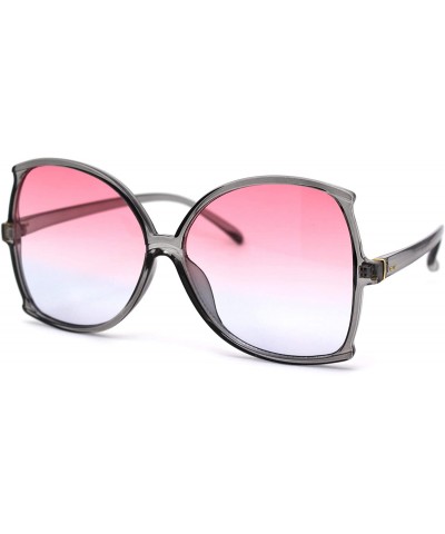 Butterfly Womens Modern Futuristic Oversize Butterfly Diva Sunglasses - Grey Pink Blue - CI197S9YXKO $18.78