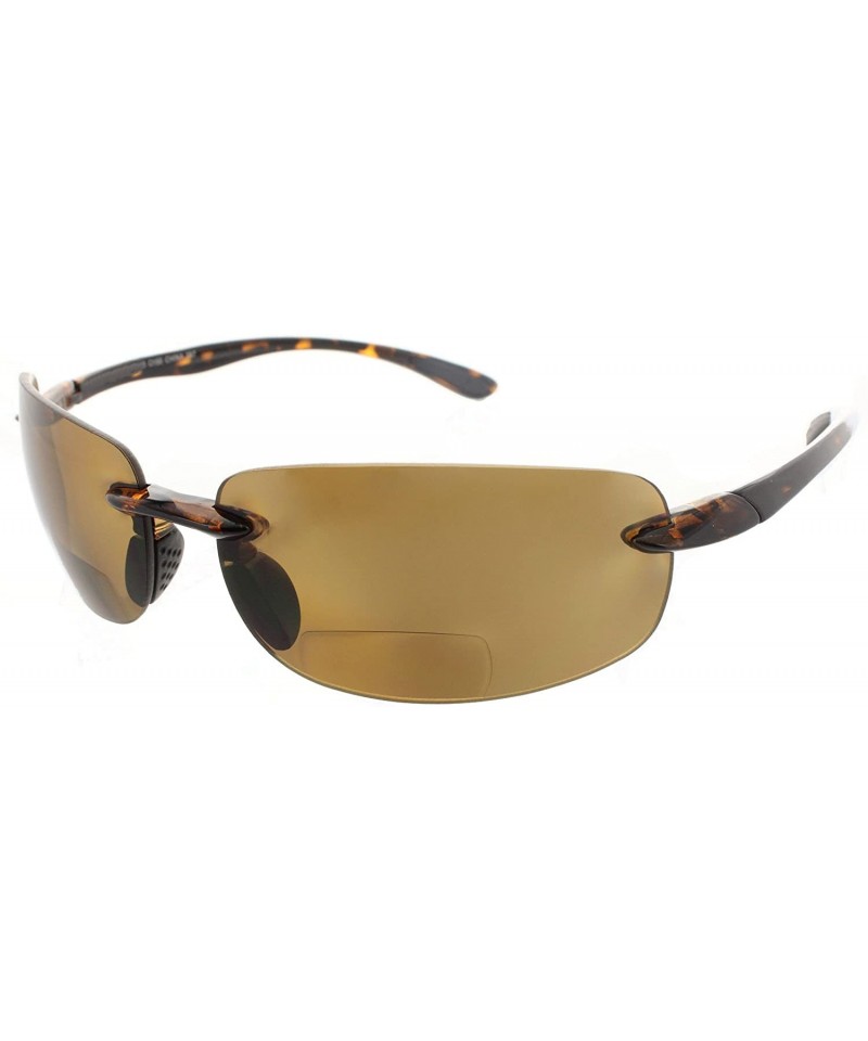 Round Island Bifocal Sunglasses Rimless Readers - Non-polarized Tortoise Frame/Brown Lens - CU11JEHUFTD $23.55
