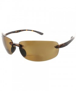 Round Island Bifocal Sunglasses Rimless Readers - Non-polarized Tortoise Frame/Brown Lens - CU11JEHUFTD $23.55