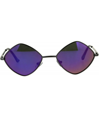 Rectangular Mens Pimp Hippie Diamond Color Mirror Square Metal Rim Sunglasses - Gunmetal Purple - C718CMMX78N $23.40