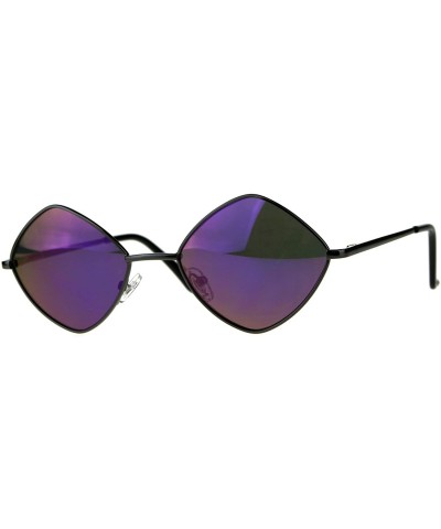 Rectangular Mens Pimp Hippie Diamond Color Mirror Square Metal Rim Sunglasses - Gunmetal Purple - C718CMMX78N $12.93