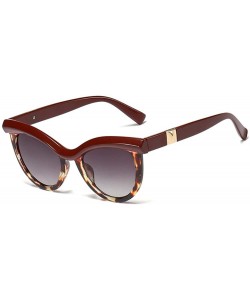 Semi-rimless Designer 60s Vintage Retro Inspired Women Cat Eye Sunglasses Multi Tinted Frame - Red Tortoise Shell Brown - CG1...