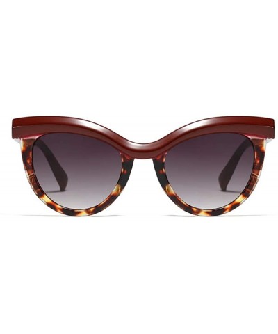 Semi-rimless Designer 60s Vintage Retro Inspired Women Cat Eye Sunglasses Multi Tinted Frame - Red Tortoise Shell Brown - CG1...