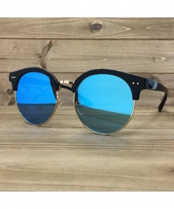 Oversized 97018 XL Premium Oversize Cats eye Mirrored Flat Sunglasses - Black/ Blue - C318OKDHOXS $11.20