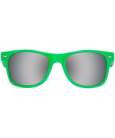 Square Horn-Rimmed Mirror Sunglasses - Green - CW12O4RW3XU $8.06