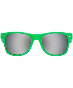 Square Horn-Rimmed Mirror Sunglasses - Green - CW12O4RW3XU $8.06