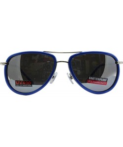 Aviator 2 Pairs Swag Aviator B Fashion Sunglasses Black Blue Frame Flash Mirror Lens - CJ18ZM7TAX6 $32.66
