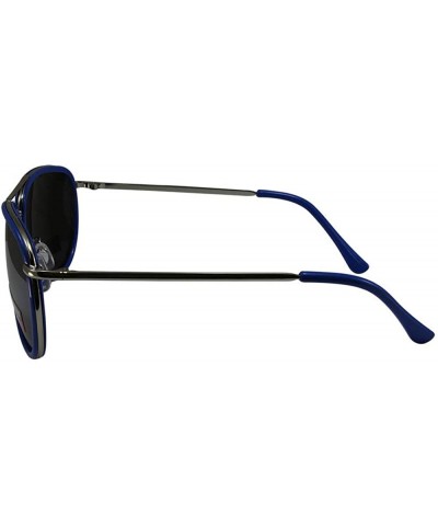 Aviator 2 Pairs Swag Aviator B Fashion Sunglasses Black Blue Frame Flash Mirror Lens - CJ18ZM7TAX6 $32.66