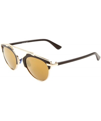 Aviator Glamour Aviator Sunglasses Metal Crossbar Mod Runway Fashion - Black/Gold - CQ17YL0OQ72 $9.24