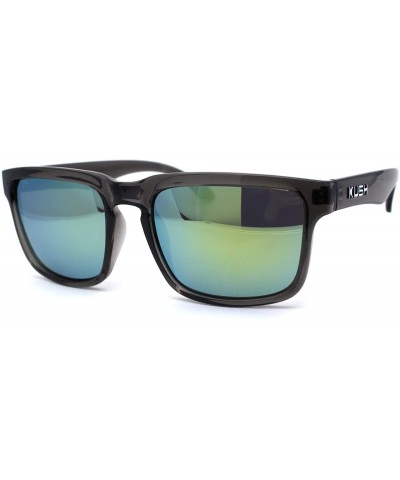 Rectangular Kush Mens Color Mirrored Sport Horn Rim Slate Frame Agent Sunglasses - Yellow - CV12N0DVMID $18.23