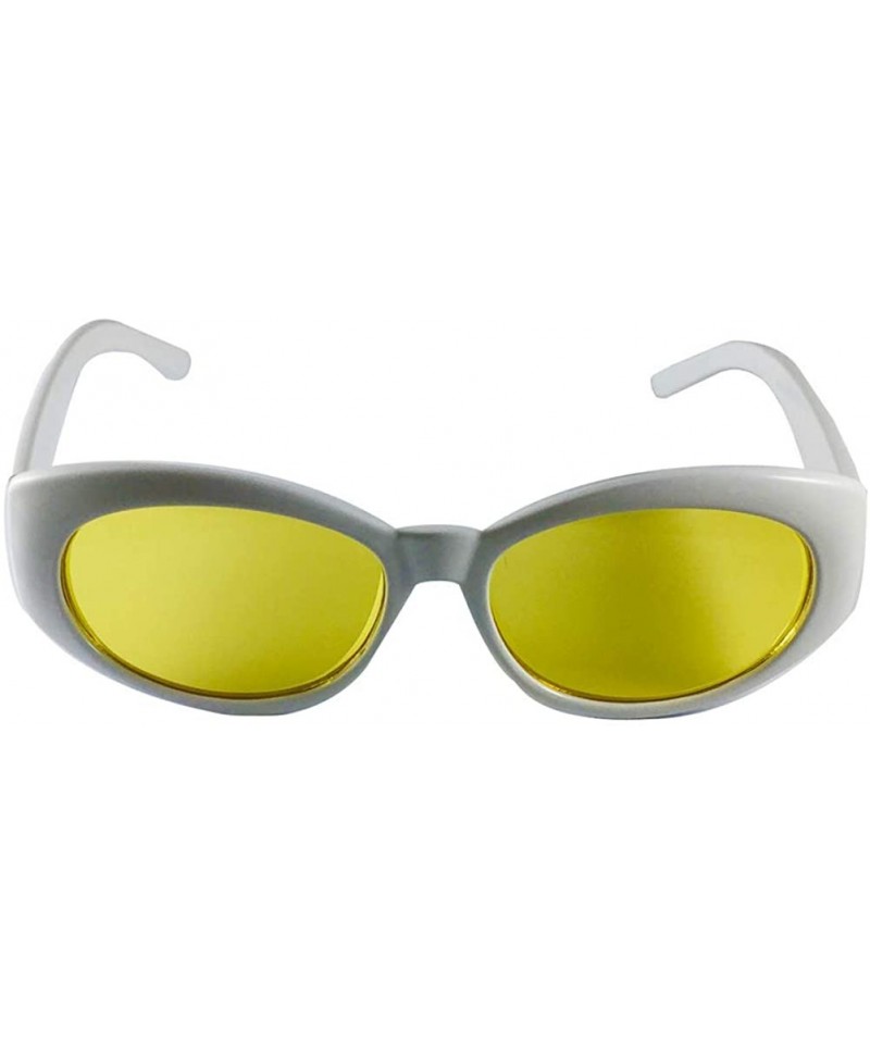 Oval RaveXX Sunglasses With White Frames & Yellow Lenses - C318LWQZ8UE $7.81