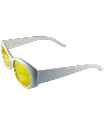 Oval RaveXX Sunglasses With White Frames & Yellow Lenses - C318LWQZ8UE $7.81