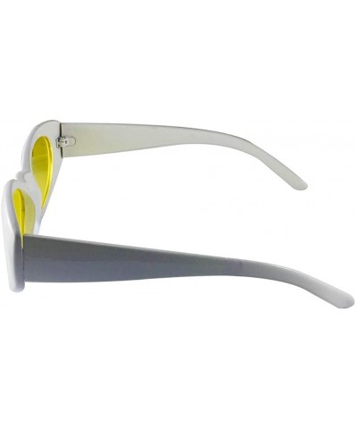 Oval RaveXX Sunglasses With White Frames & Yellow Lenses - C318LWQZ8UE $7.81